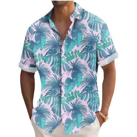 Men'S Hawaiian Short Sleeve Shirt Printed Fashion Casual Beach Shirt