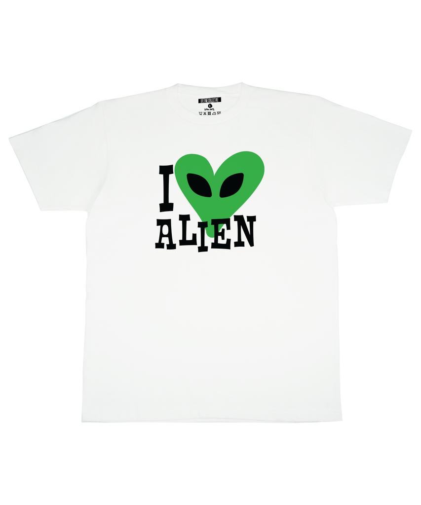 Laipeutaimkollegtibeu I Love Alien Short Sleeve T-Shirt White