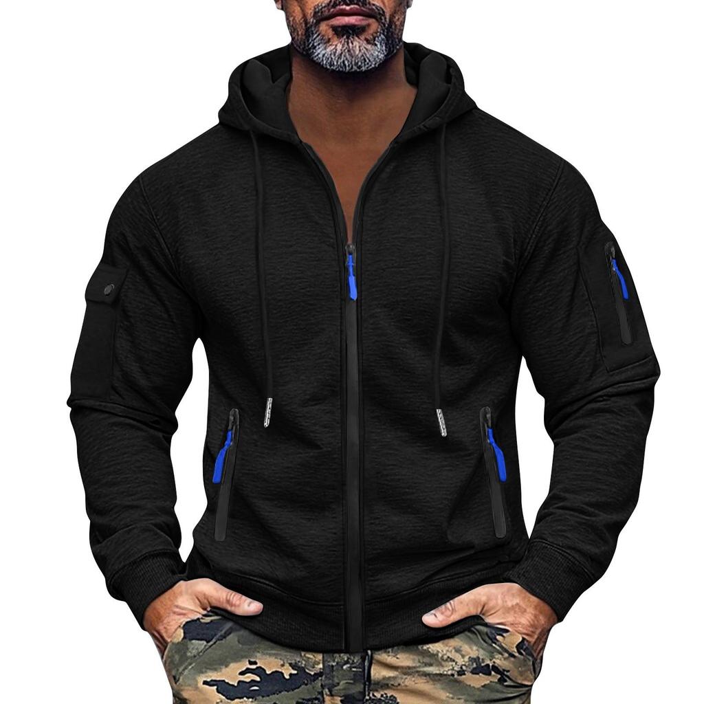 Herren Sweatshirt Hoodie Reißverschluss Armtasche Strickjacke Herren Sport Große Größe Casual Hoodie
