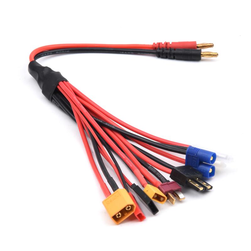 Multifunction Balance Charging 8IN1 Soft Silicone Charging Wire XT60 Connector To XT60 XT30 T Plug JST EC3 Wire Cable for RC