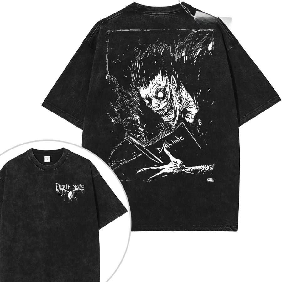 Death Note Vintage Loose Washed Tshirt personality Clothes Suitable for all seasons Retro Fashion Streetwear Trendy Couples tee