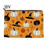 Festive Canvas Makeup Organizer Storage Bag, with Halloween Pumpkin Ghost Print, Smooth Portable Miscellaneous Item Bag Zipper for Travel Cosmetic