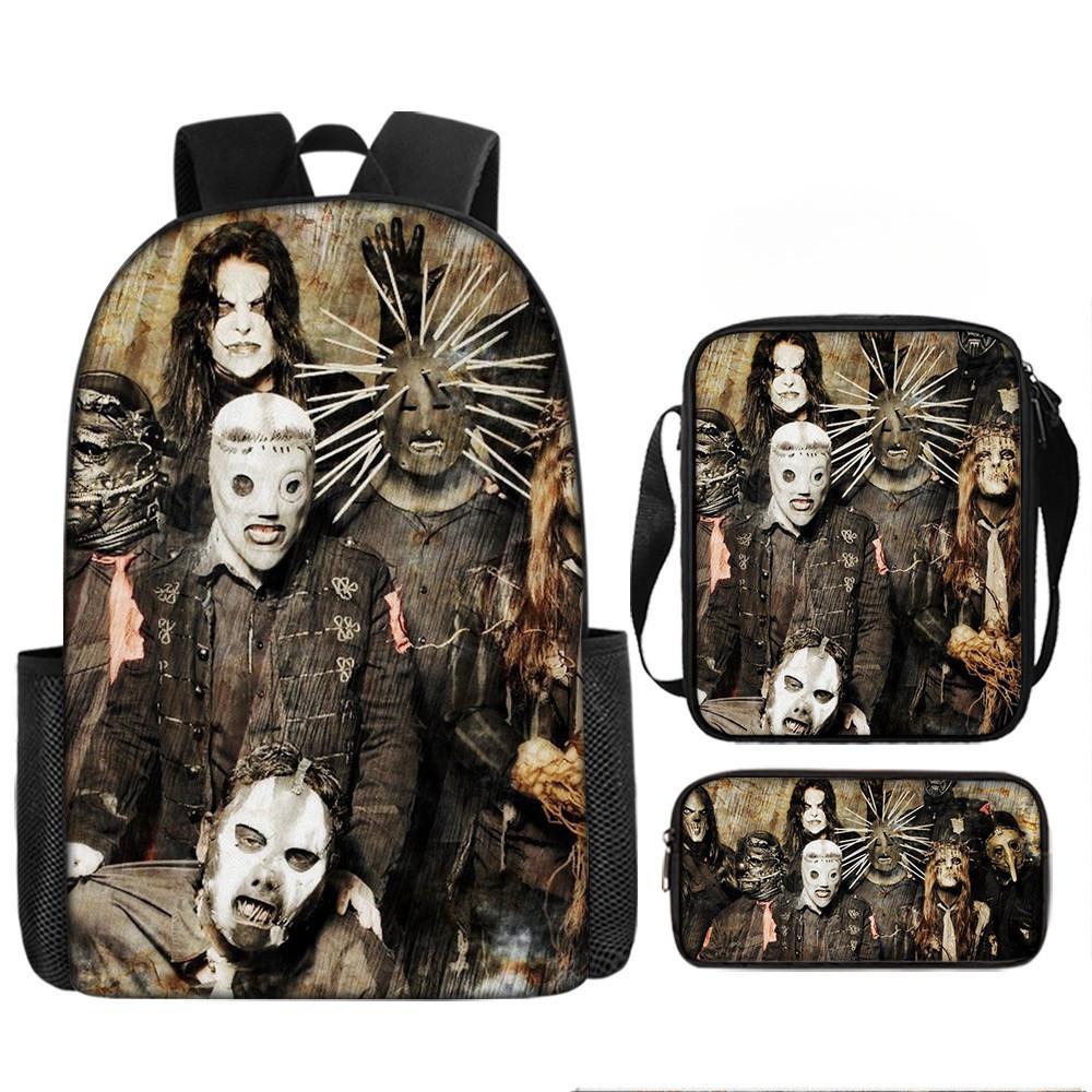Set Zaino a 3 Pezzi Borsa a Tracolla Astuccio Slipknot Tessuto Oxford Per Materiale Scolastico