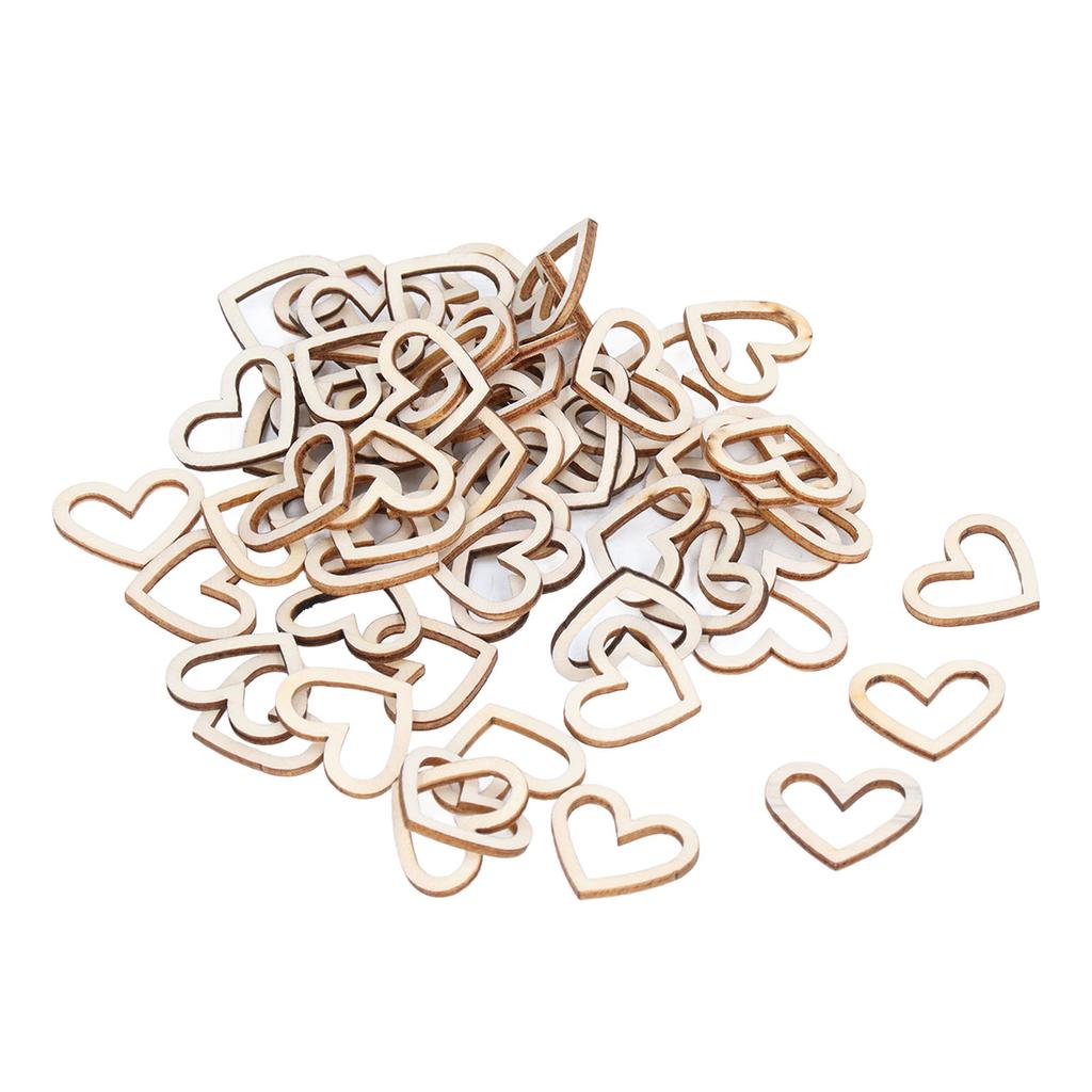 200pcs Heart Embellishments Delicate Hollow Heart Shape Wooden Ornament For Scrapbook Listing DIY Hand Made Crafts