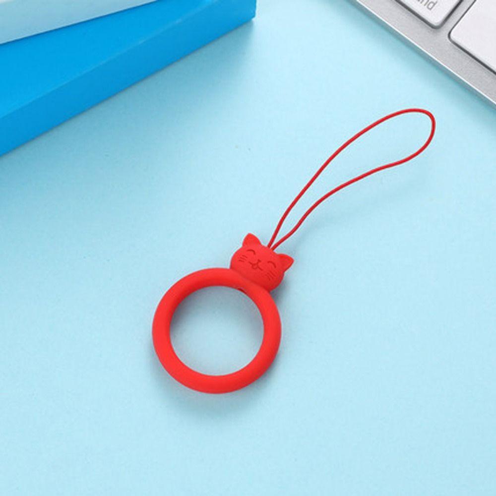 Anti-lost Lanyard Silicone Pendant Ring Silicone Phone Short Lanyard  Keychain Keys Cord