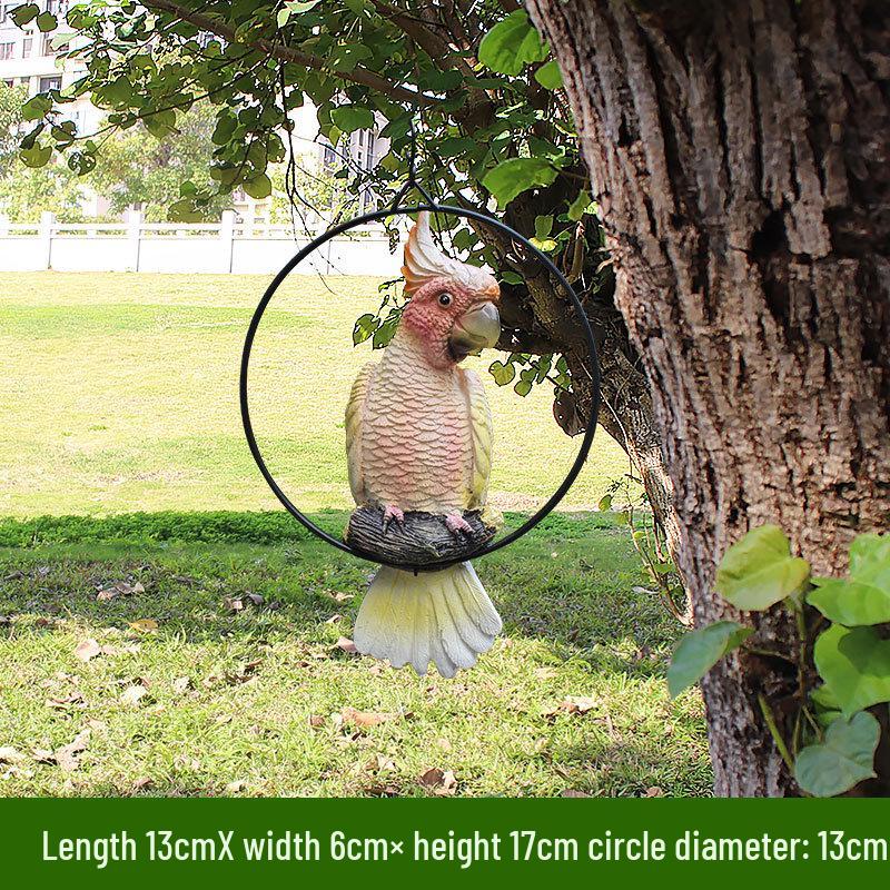 Parrot Tree Decoration: Cross-border Bird Model Resin Ornament for Courtyard