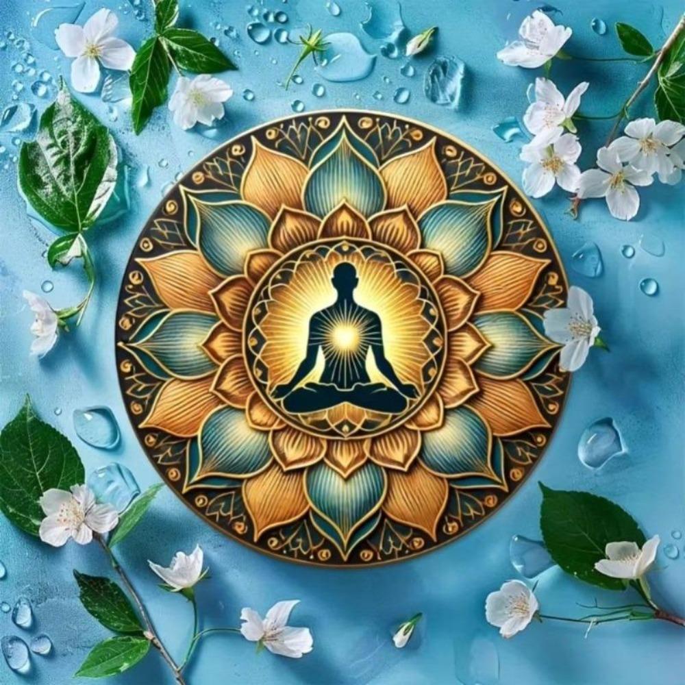 Metal Tin Art Lotus Meditation Wall Decor for Yoga Studio Home Office