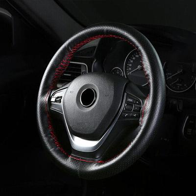 Housse de volant de voiture en cuir de vache véritable, souple, respirante, cousue, antidérapante, pour guidon de voiture, DIY R0E9