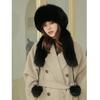 Women real fox fur hat scarf For winter warm top rex rabbit fur hats Lady natural fox fur caps Quality real fox fur scarves