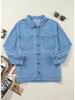 European & American Style Women's Denim Jacket with Large Pockets and Button Long Sleeves