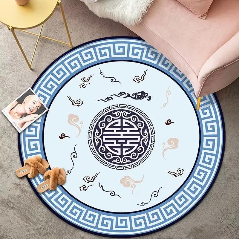 Luxury Classical Round Living Room Rug Simple Black White Bedroom Carpet Toilet Washroom Decoration Rugs Comfortable Floor Mats