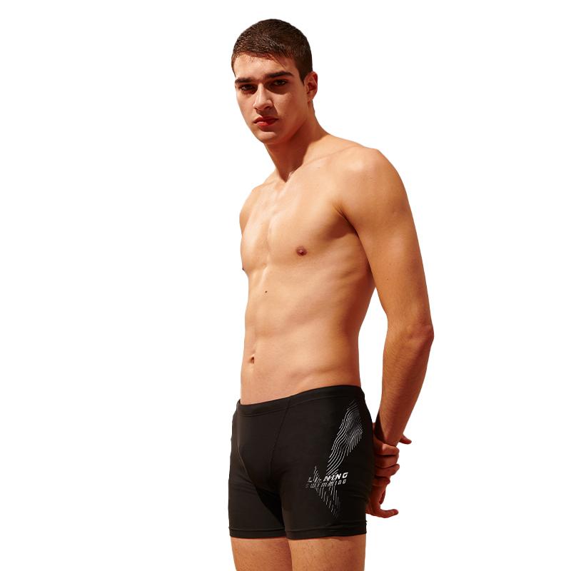 Li Ning Comfortable Beach Resort Hot Spring Swimming Pool Leisure Professional Competitive Swim Trunks Unisex Swim Trunks Black LNKW027-1