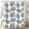 Bathroom Decor Shower Curtain With Blue Floral Print Modern Bath Accessories For Home Decoration White Waterproof Fabric