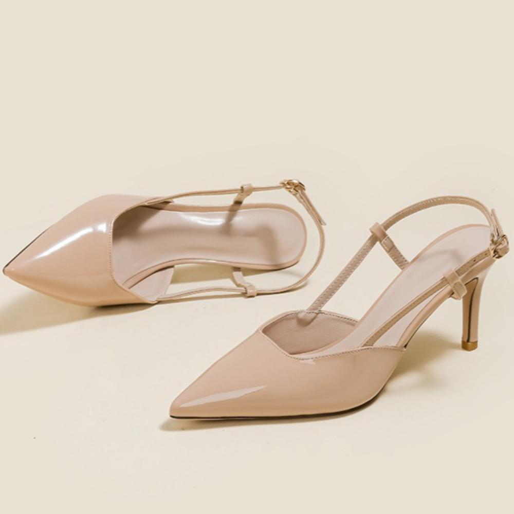 Women Sandals Baotou High Heeled Sandals Women's High Heels Spring Summer Thin Heel Professional Pointed Back Empty Single Shoes