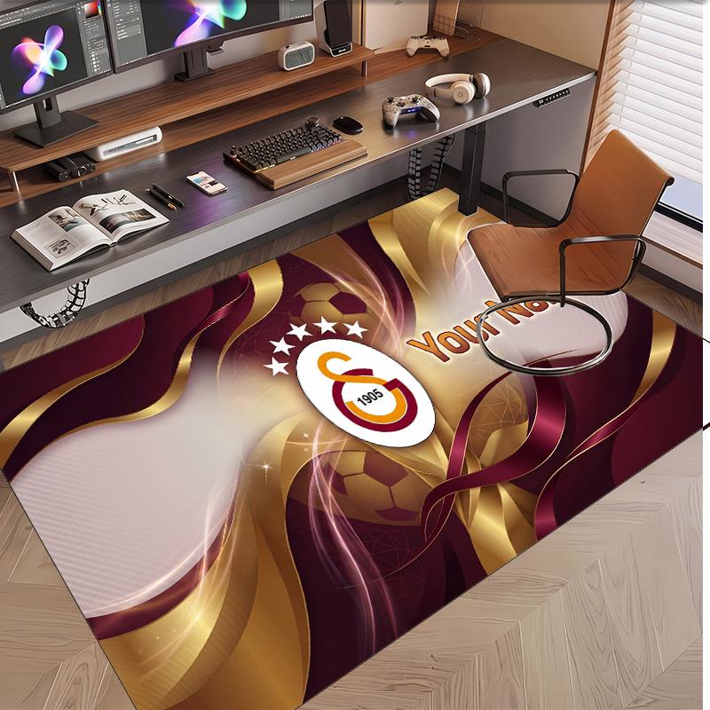 Personalized Crystal Velvet Carpet Galatasaray FC Pattern Non Slip Floor Rug