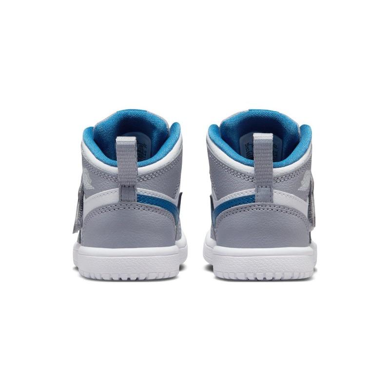 Air Jordan 1 middelhoge peuterschoenen grijs/blauw BQ7196-014