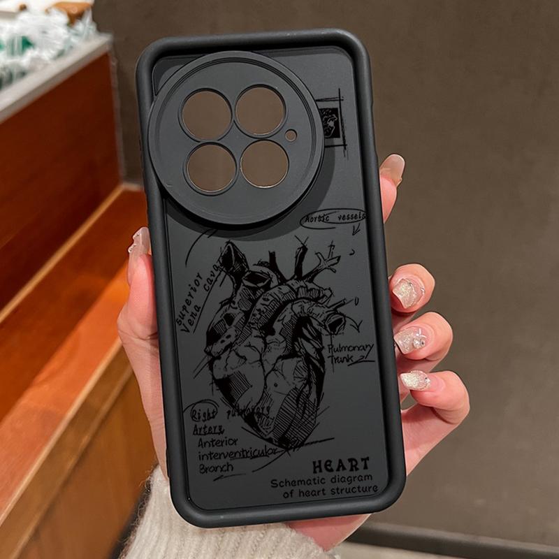 

Противоударный матовый чехол для телефона с рисунком сердца для OnePlus 13R 13T 13 12R 11R Ace 5 3 2 с защитой объектива, мягкий ТПУ бампер с защитой от падений OnePlus Ace 5 чёрный