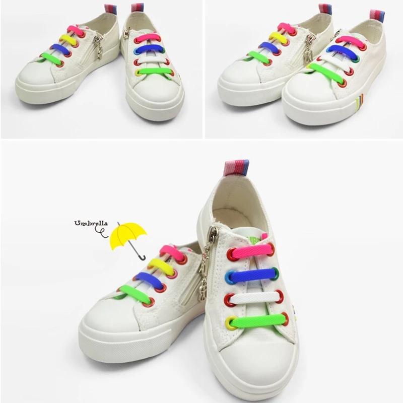 10 Stück/Set Elastische Silikon-Schnürsenkel Kinder Sport Laufen Keine-Krawatte-Schnürsenkel Alle Sneaker Schuhschnürsenkel Passform Riemen Schnürsenkel
