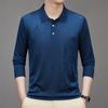 Long sleeved T-shirt Men's Ice Silk Lapel Top Bottoming Shirt Middle-aged Dad Loose Casual Polo Shirt