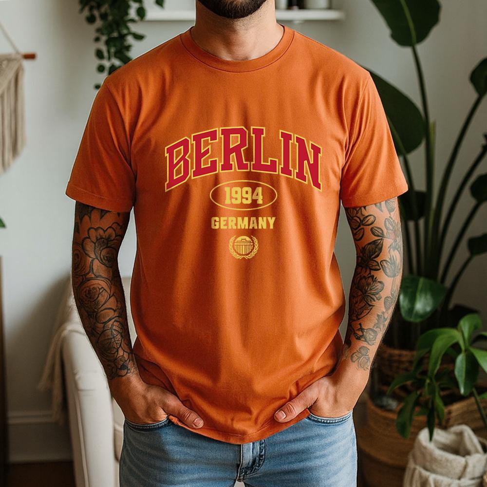 New Summer 100 Cotton Graphic Oversized Tee Berlin 1994 Gerunisexy Retro College Style Themed Short Sleeve