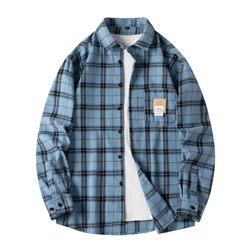 Männer Hemd Plaid Lose Straße Langarm Casual Shirt Schwarz Übergroßen Weiche Hemd Frühling Herbst