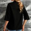 Women's Blouses Casual Loose Button Round Neck T Shirt Tops Plain Half Sleeve Shirt For Women Elegant Tee Shirt
