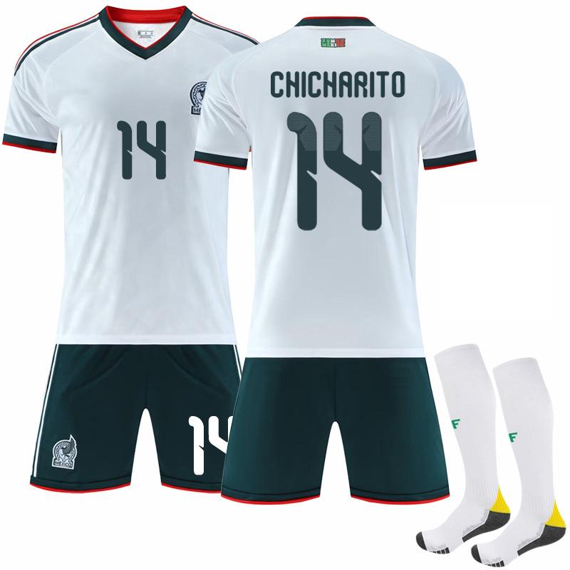 2026 World Cup No. 14 home jersey, white 9 Raul 22 Lozeno Mexico away football jersey set #18