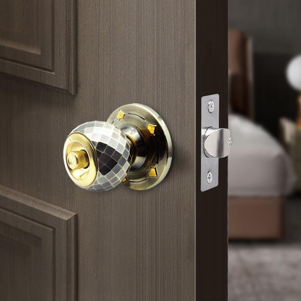 Door Knob Aluminum Alloy Heavy-duty Ball Lock Mirror Finish with 3 Key for Bedroom Bathroom
