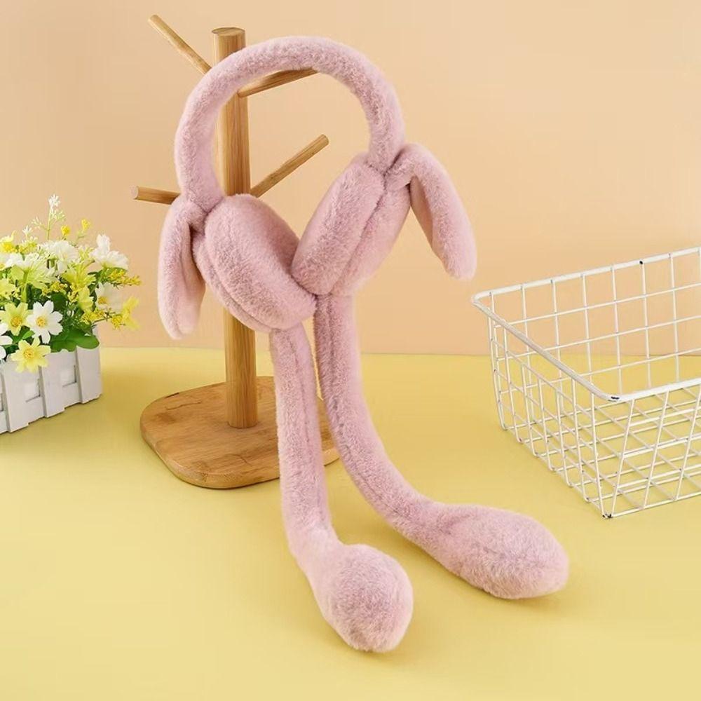 Cute Rabbit Ear Muffs Soft Moving Jumping Ears Winter Warm Earmuffs Ear Protection Cover for Women Girls
