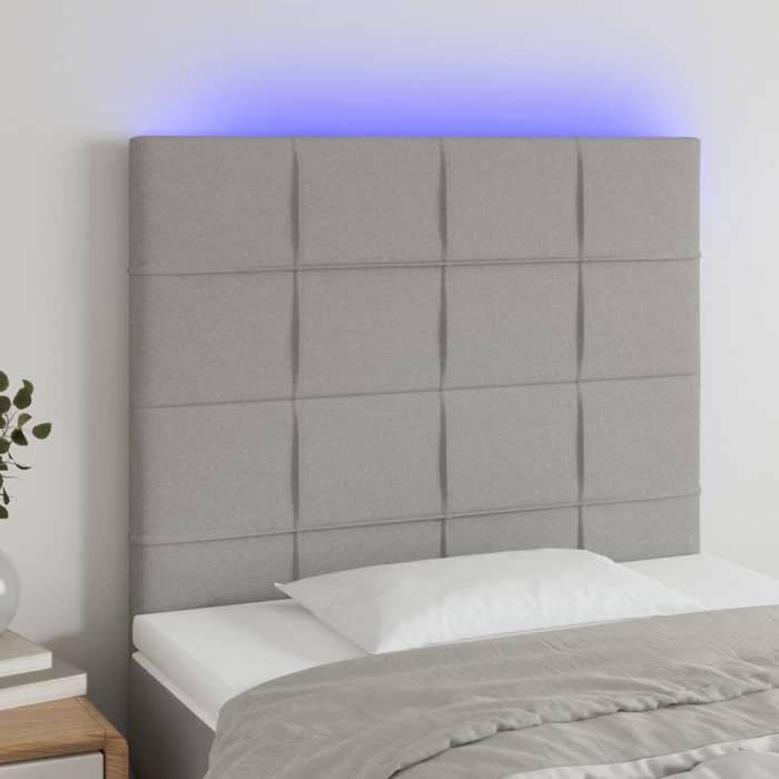 VidaXL Tête de Lit à LED Meuble de Chambre à Coucher Accessoire de Lit Simple Tête de Cadre de Lit Intérieur Gris Clair 3122414