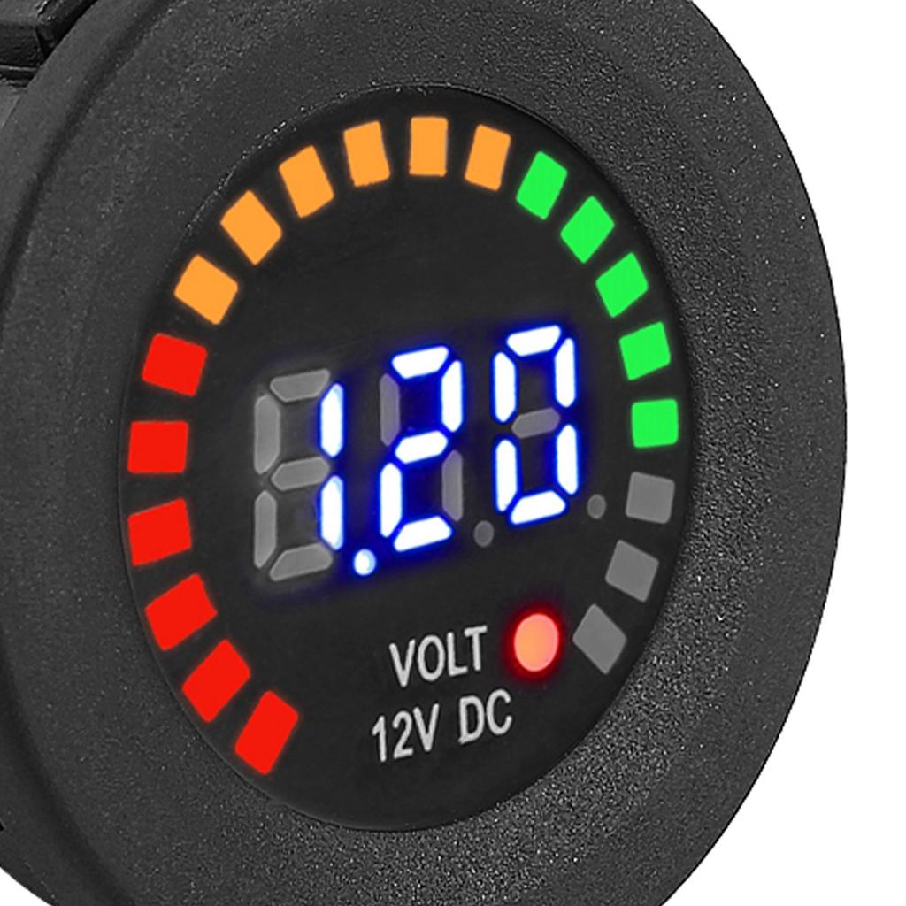 12 V Motorcycle Car LED Digital Display Voltmeter Waterproof Voltage Volt Meter Gauge Black New