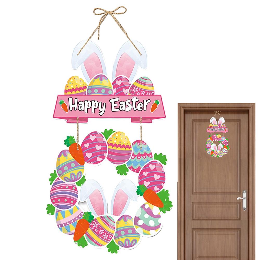 Front Door Easter Decorations Handmade Easter Door Hanger Egg Bunny Welcome Sign Easter Wall Decor Farmhouse Decor For Farmhouse