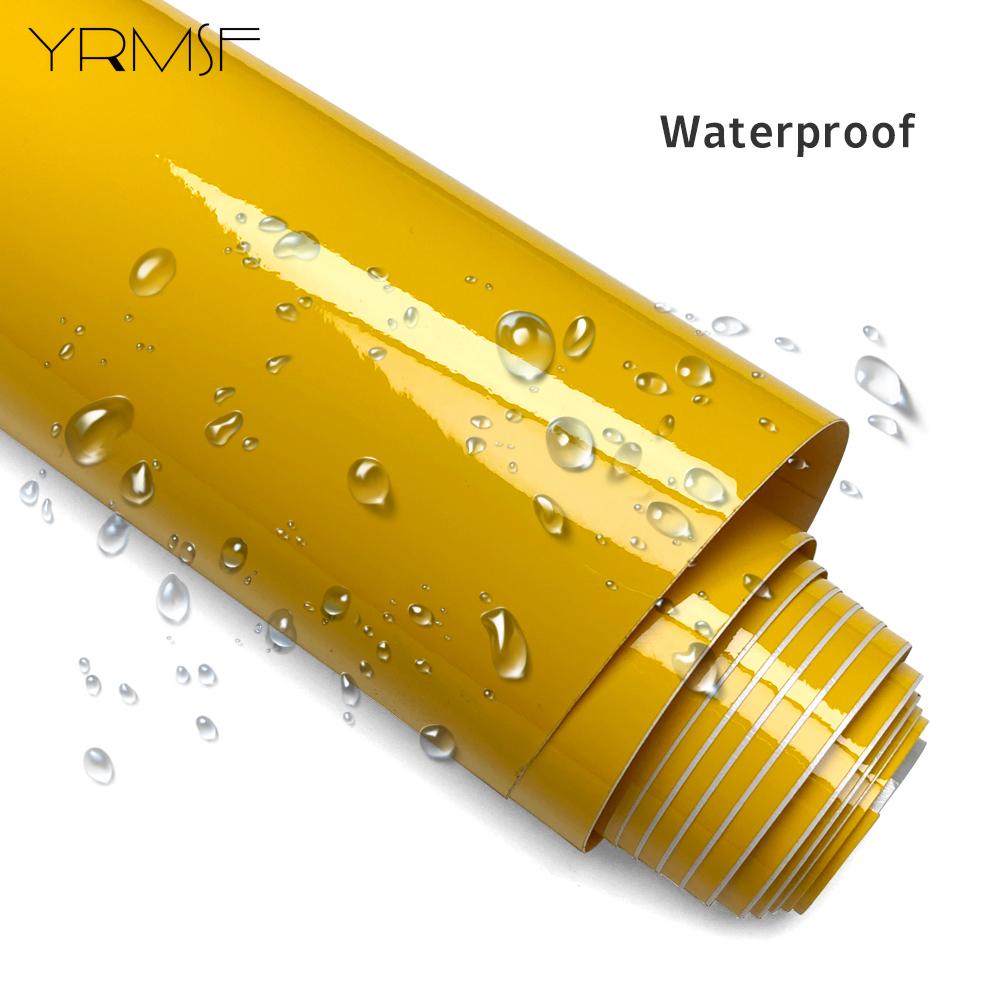 Glossy Car Sticker Vinyl Auto Tuning Waterproof Vinyl Wraps Motorcycle Stickers Adhesive Yellow Car Film for Vehicle Accessories