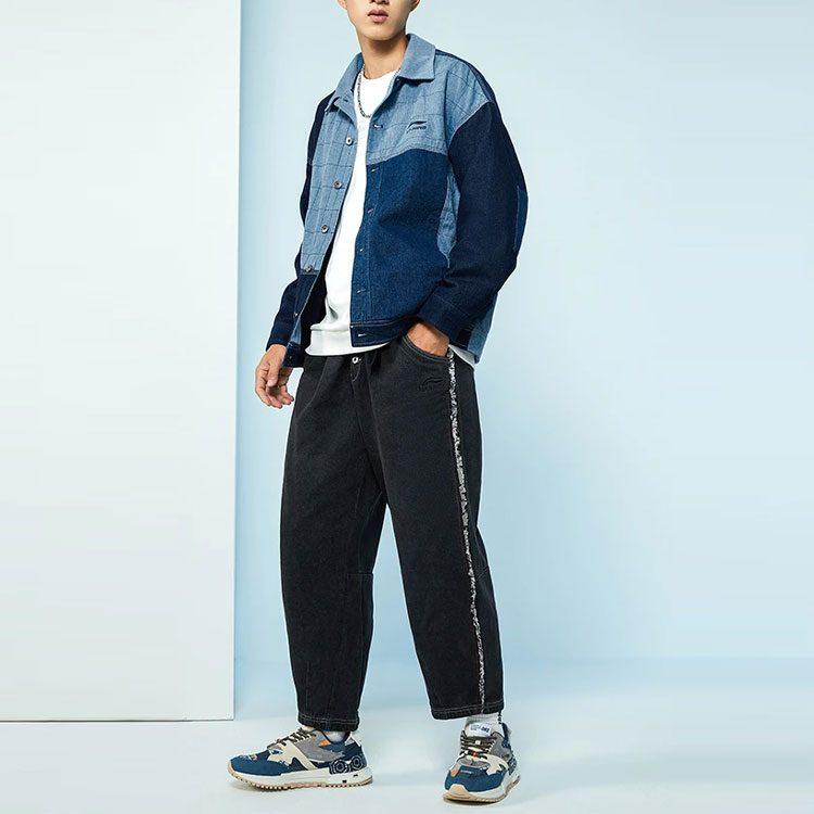 Li Ning Jeans Men's Black Moderate Straight Fit Pants AJQR021-2
