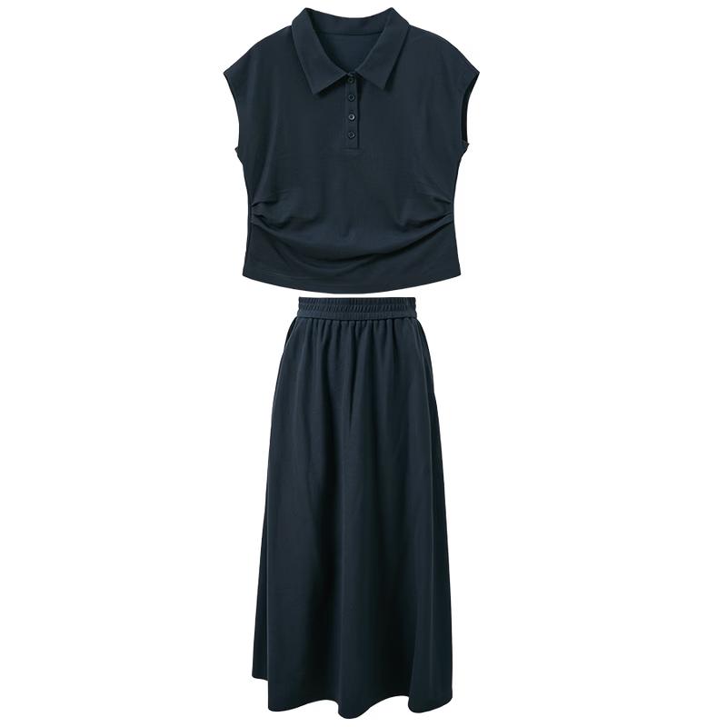 

Sancai 2026 Summer Polo Shirt & A-Line Skirt Set XL