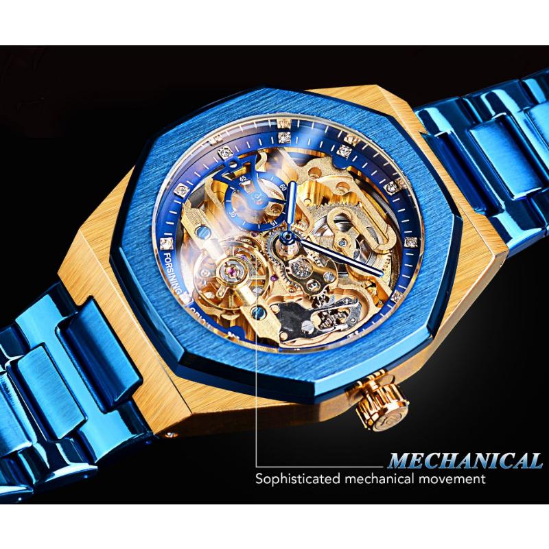 Forsining Herrenmode, lässig, hohl, mechanisches Schwungrad, automatische mechanische Uhr