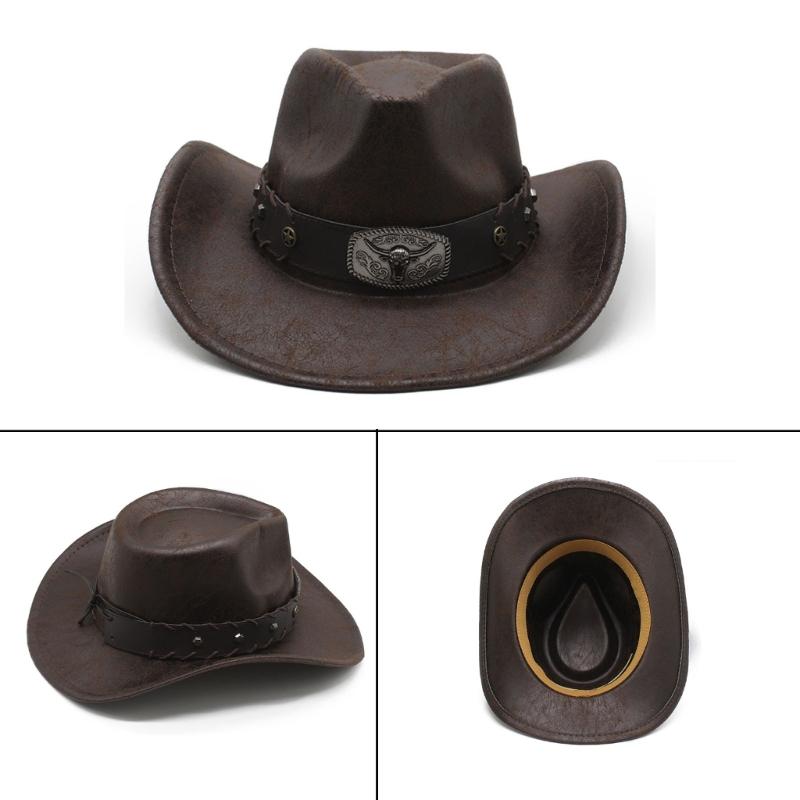 Punk Cowboy Hat Woman Men Windproof Cowboy Hat Western Style Photography Hat