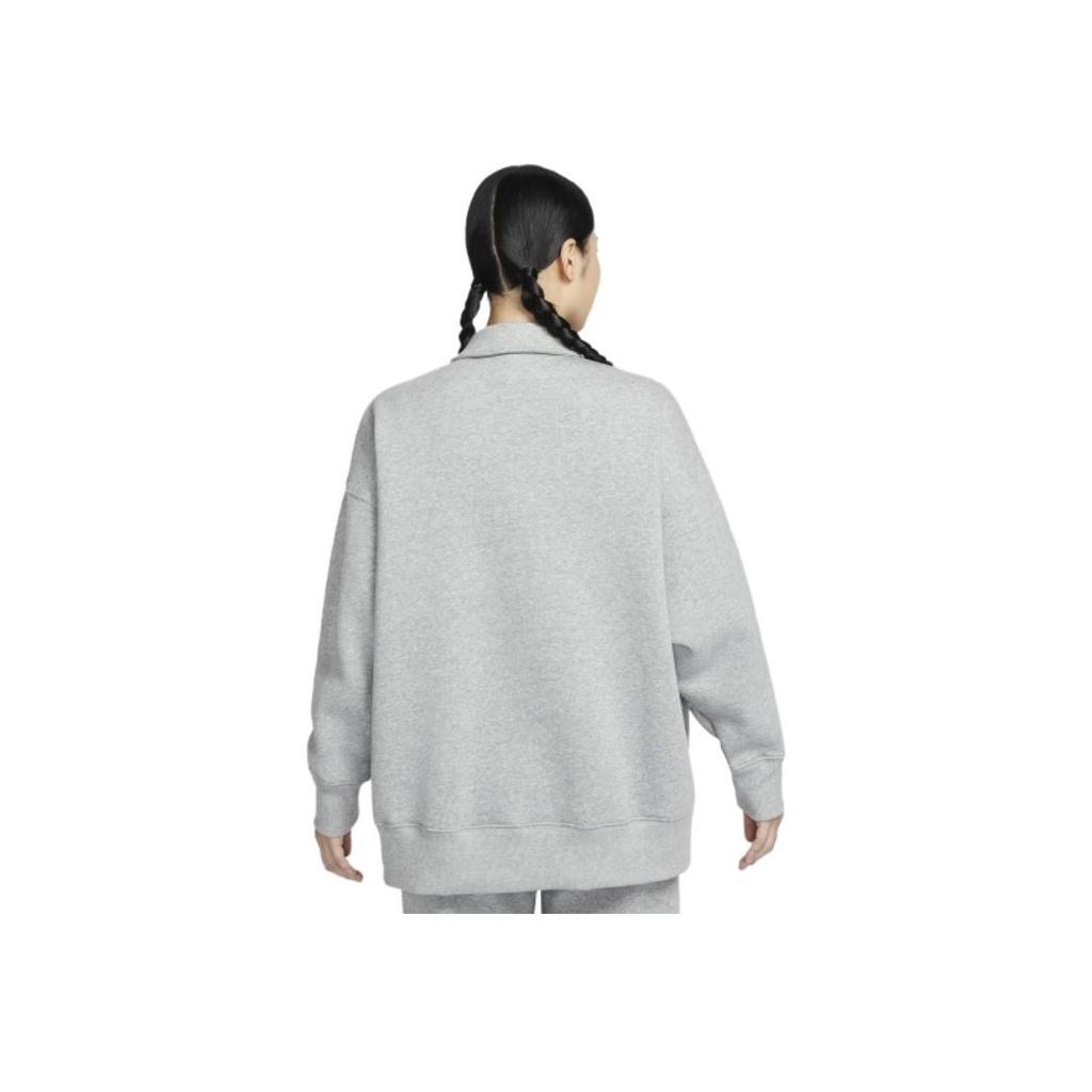 Nike Sportswear Phoenix Fleece Logo Collar Fleece Long Sleeve Sweatshirt Women Sweatshirt Dark-Gray Sail-White FZ3208-063