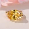Unique Female Yellow Oval Round Zircon Stone Ring Dainty Gold Color Wedding  For Women