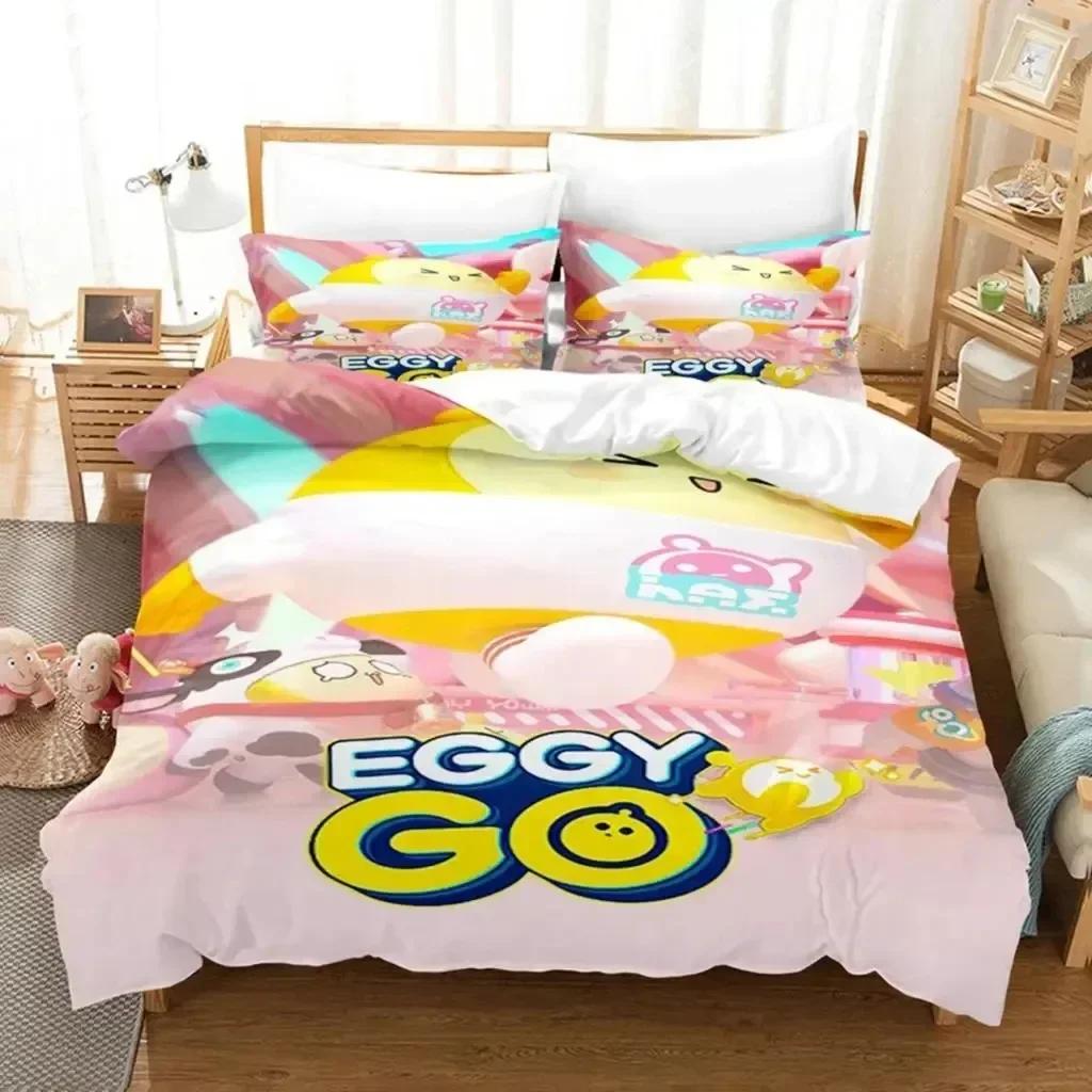 Cartoon Eggy Party Game Bedding Set Duvet Cover Sheet Printed Bed Set Pillowcase Bed Full Queen King Size Comforter Bedroom