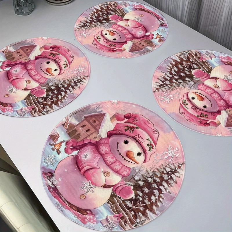 4pcs Christmas Desktop Water-absorbent Anti-slip Easy-to-clean Placemat Water-absorbent Dirty-resistant Coasters
