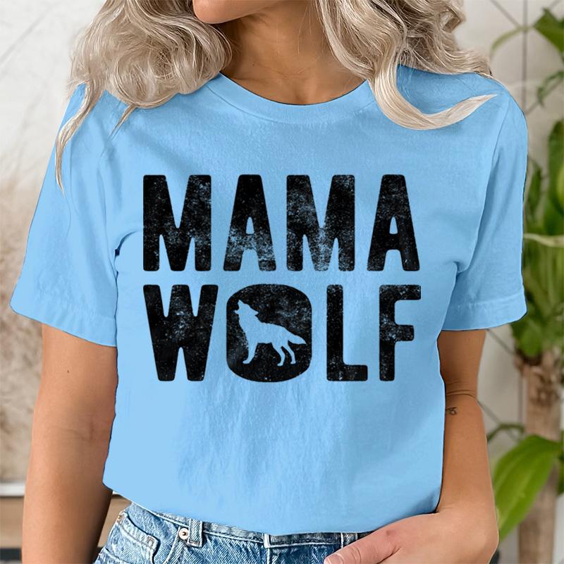 

Женская футболка с принтом Мама-Волчица, кавайная графическая футболка, повседневная футболка с коротким рукавом, черная винтажная женская футболка с круглым вырезом, футболки Харадзюку 4XL