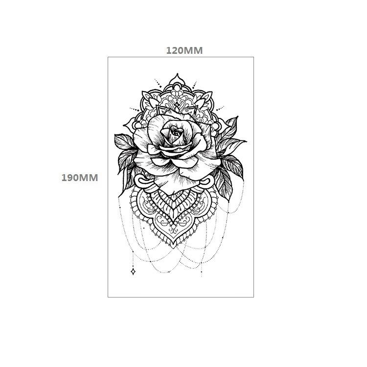 Waterproof Tattoo Sticker Girl Colored Rose Lotus Bohemian Brahma Totem Chest Back Cover Tattoo