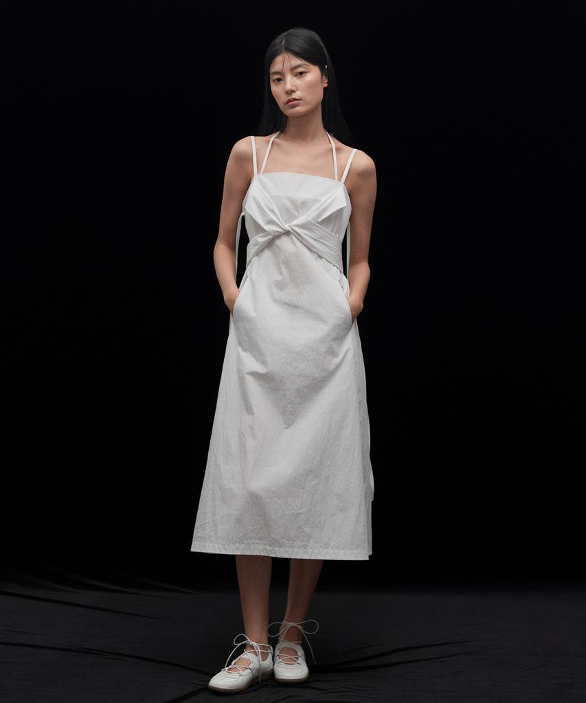 Biscuit Shop Band Detail Slip Dress (White)