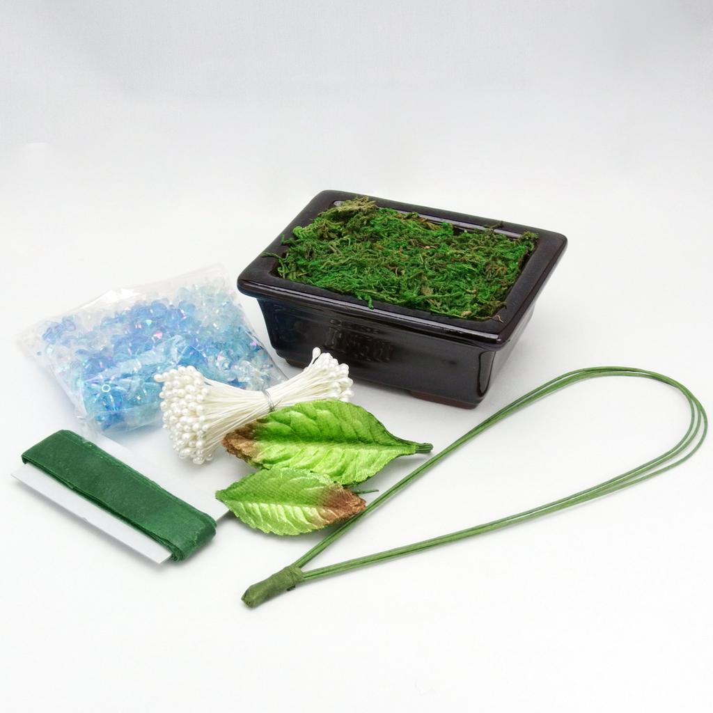 Yamakyu Handicrafts Mini Bonsai Series Bead Craft Blue Kit, Hydrangea,