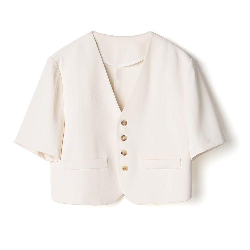 

Short Sleeve Shawl Jacket with Shoulder Pads & Cami Dress Cover-Up for Petite Sizes XL (suggested 125-145 jin)