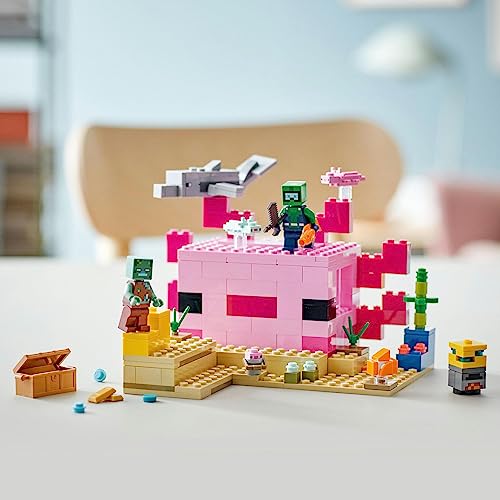LEGO Minecraft Axolotl House Toy Present Birthday Block Christmas Boys Girls Children 7 Years Old 8 Years Old 9 Years Old Elementary School Minecraft