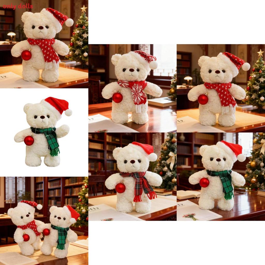 Plush Bear Toy With Scarf And Hat Decor For Kids Christmas Gift And Birthday Present