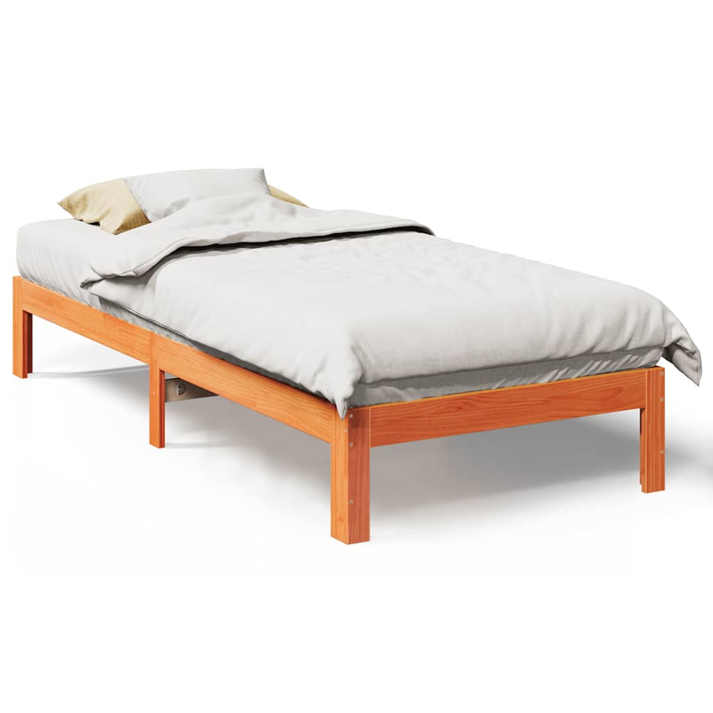 Solid Wood Bed Frame without Mattress Wax Brown 80x200 cm Pine Wood