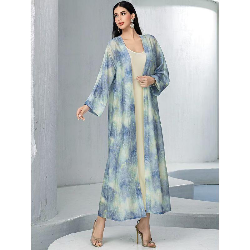 New Arrival Middle East Blooming Print Robe Suspender Skirt Two-Piece Suit Strap Skirt Printed Robe Set